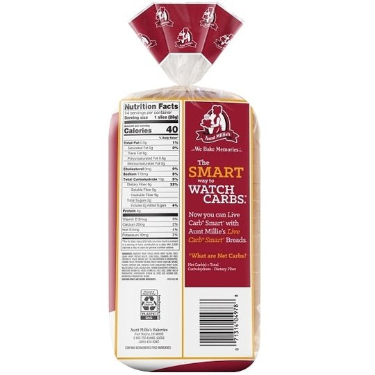 Aunt Millie's Live Carb Smart Bread