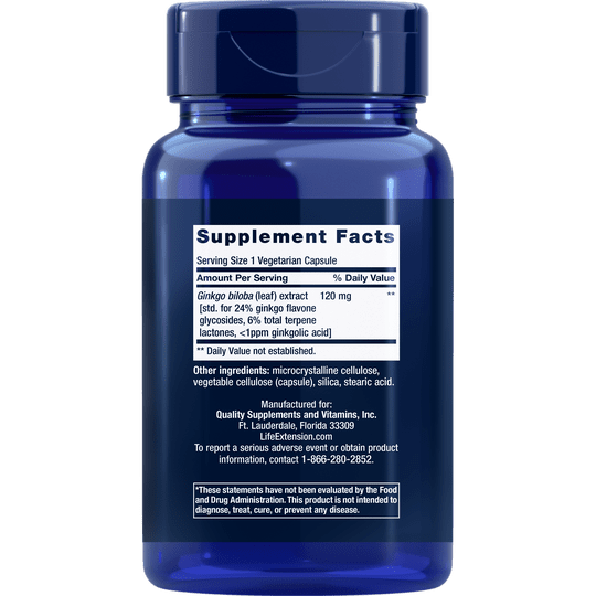 Life Extension Ginkgo Biloba Certified Extract 120mg 365Vcaps