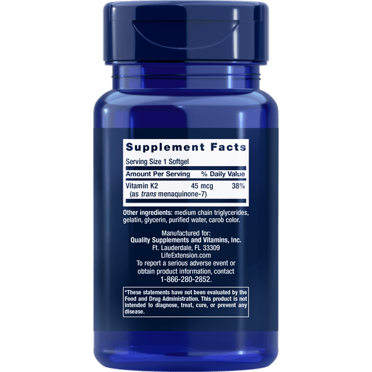 Life Extension Low Dose Vitamin K2 (Mk-7) 90Softgels