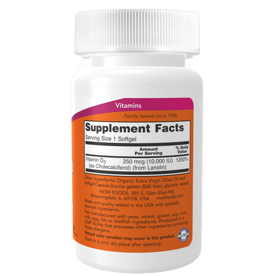 NOW Vitamin D3 10,000IU 240Softgels