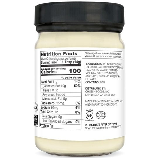 Chosen Foods Keto Mayo with MCT Oil 12 fl oz