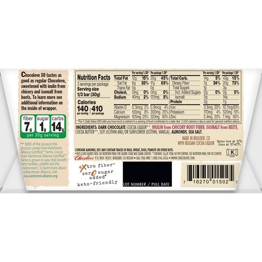 Chocolove XO No Sugar Added 60% Dark Chocolate Bars