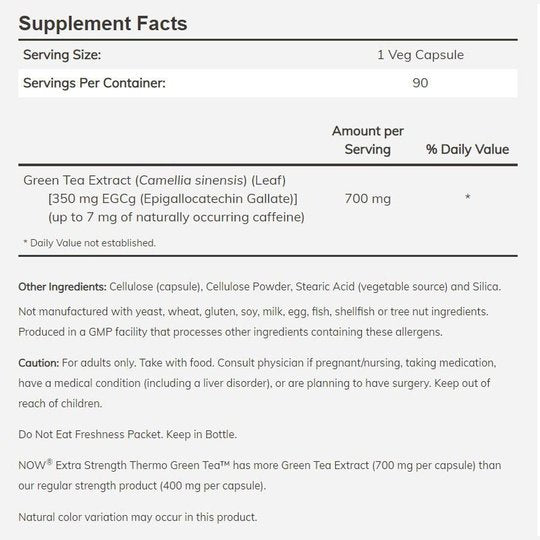 NOW Thermo Green Tea, Extra Strength 90 veg capsules