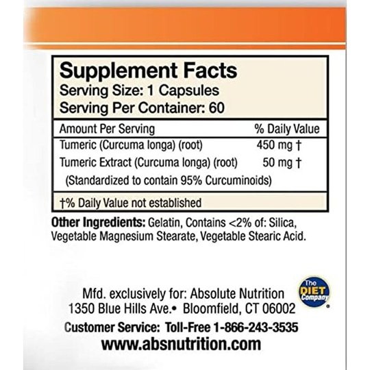 Absolute Nutrition Turmeric Curcumin 60 capsules