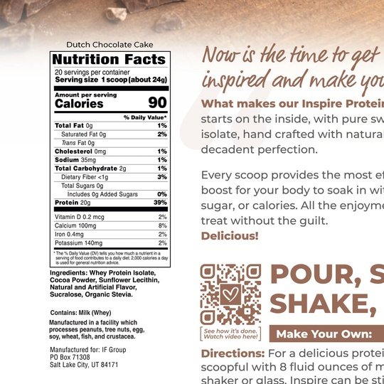 Inspire Dutch Chocolate Cake Protein Powder by Bariatric Eating