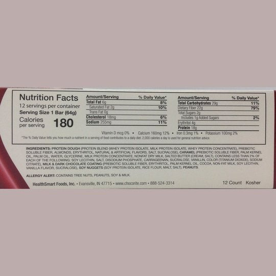 Healthsmart ChocoRite Uncoated Protein Bars, 64g