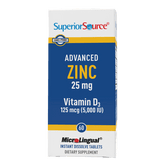 Superior Source Advanced Zinc 25mg with Vitamin D3 5,000IU MicroLingual® Instant Dissolve Tablets
