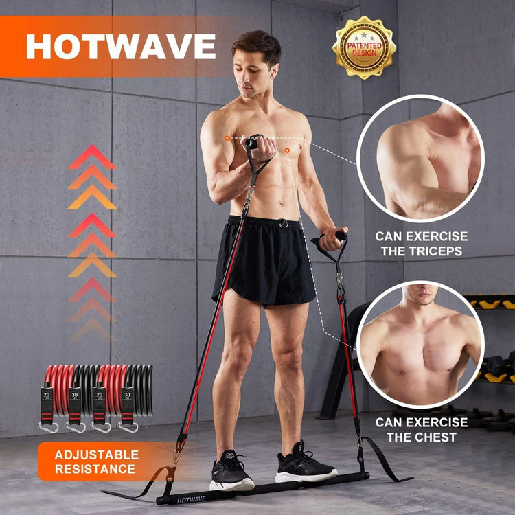 Pilates Bar Kit With Resistance Bands. Fitness Bar With Ab Roller For Abs Workout. Squat Machine.Core Strength Training Equipment.Portable Home Gym For Men And Women