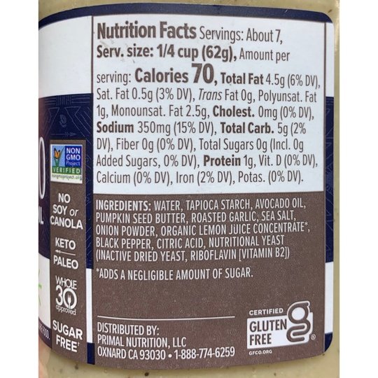 Primal Kitchen No Dairy Alfredo Sauce, 15 oz