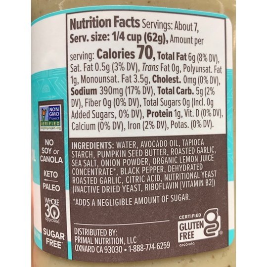 Primal Kitchen No Dairy Alfredo Sauce, 15 oz