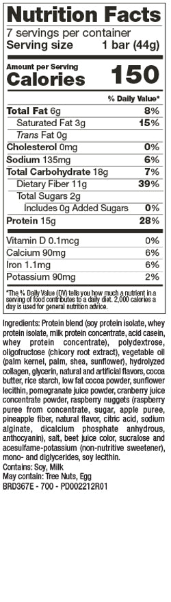 BariatricPal Low Carb Protein & Fiber Bars - Raspberry Pomegranate