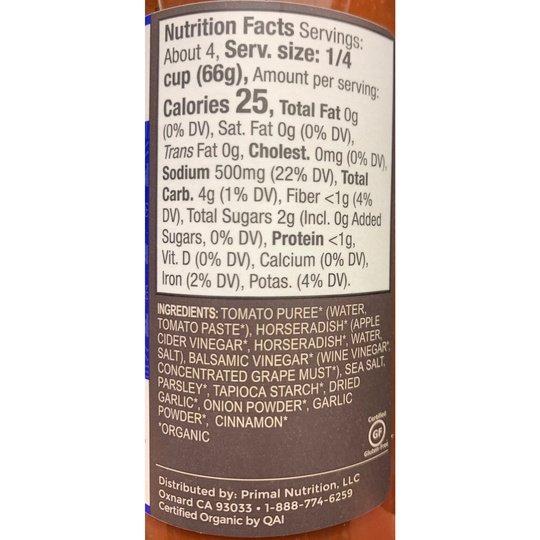Primal Kitchen Unsweetened Cocktail Sauce, 8.5 oz