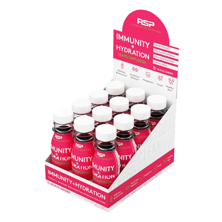 RSP Nutrition Immunity + Hydration Shots, Rapid Infusion. On-The-Go, 12 Pack