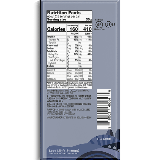Lily's Sweets No Sugar Added 92% Dark Chocolate Bars