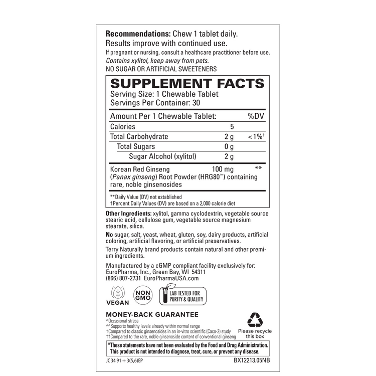 Terry Naturally Red Ginseng Energy Chewable