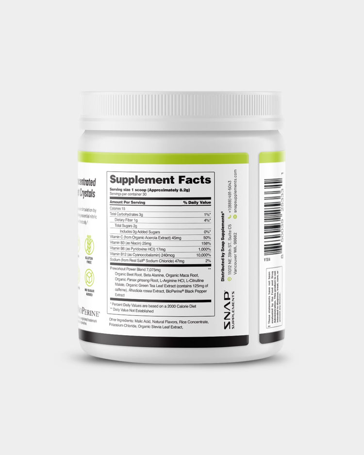 SNAP Supplements Nitric Oxide Preworkout Beets