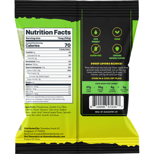 Gummy Candy by Shameless Snacks - Green Apple Blast