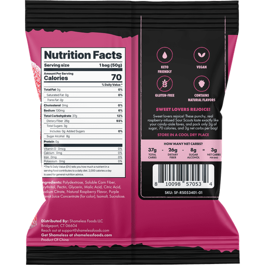 Gummy Candy by Shameless Snacks - Red Raspberry Sour Scouts