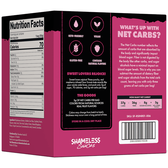 Gummy Candy by Shameless Snacks - Red Raspberry Sour Scouts