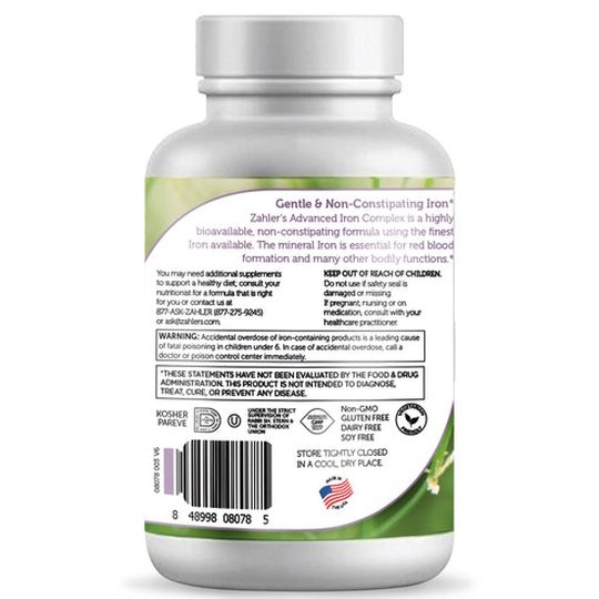Advanced Iron Complex Capsules by Zahler - Gentle, Kosher and Non-Constipating