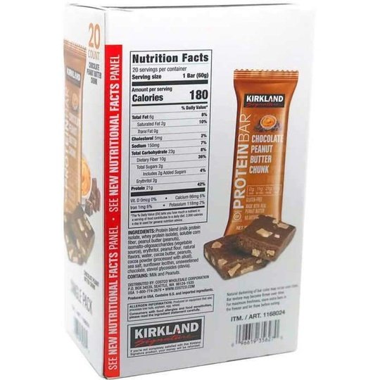 Kirkland Signature Protein Bars - Chocolate Peanut Butter Chunk (CLEARANCE: Best by November 13, 2023)