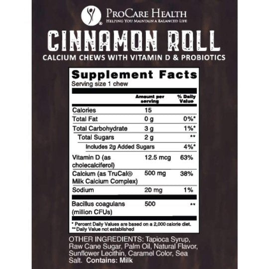 ProCare Health Calcium Soft Chew 500mg - Cinnamon Roll