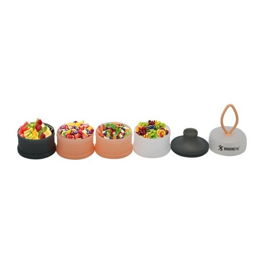 4 Compartment Detachable, Stackable, and Portion Controlled Food & Powder Storage Containers by BariatricPal - Pink & Blue Set