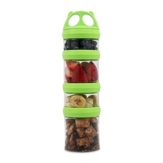 4 Compartment Twist Lock, Stackable, Leak-Proof, Food Storage, Snack Jars & Portion Control Lunch Box by BariatricPal