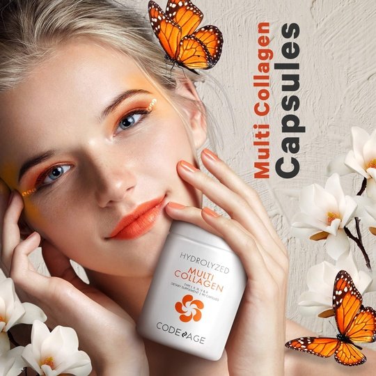 Multi Collagen Peptides Capsules Hydrolyzed Collagen Protein with Bone Broth & Vitamin C by Codeage