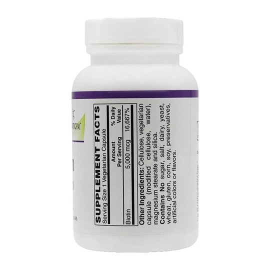 Biotin 5,000 mcg Easy Swallow Vegetarian Capsules (USP-Grade!) by BariatricPal