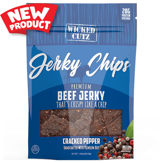 High Protein Beef Jerky Chips by Wicked Cutz
