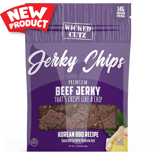 High Protein Beef Jerky Chips by Wicked Cutz