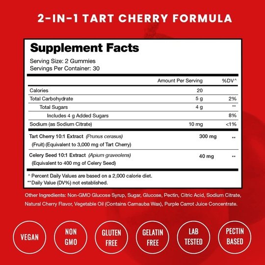 Tart Cherry Gummies by NutraChamps (CLEARANCE: Best by November 30, 2023)
