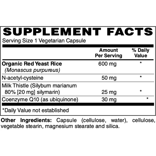 Red Yeast Rice Plus w/ CoQ10, NAC & Milk Thistle Vegetarian Capsules (120) by Netrition