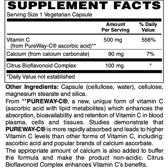 Pureway Vitamin C 500Mg Caps 120's by Netrition