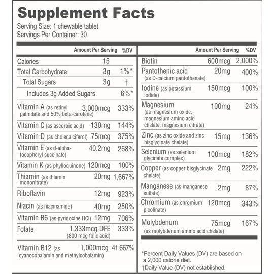 BariatricPal Multivitamin ONE "1 per Day!" Bariatric Multivitamin Chewable & IRON-FREE - Orange  Citrus