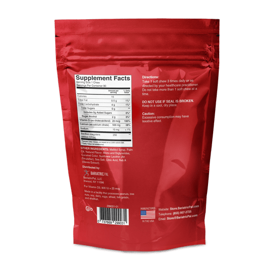 BariatricPal Sugar-Free Calcium Citrate Soft Chews 500mg with Probiotics - Sweet Variety Pack (4 Bags)