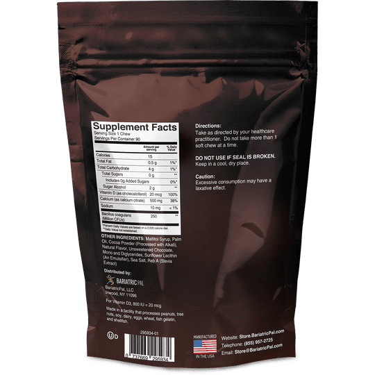 BariatricPal Sugar-Free Calcium Citrate Soft Chews 500mg with Probiotics - Sweet Variety Pack (4 Bags)