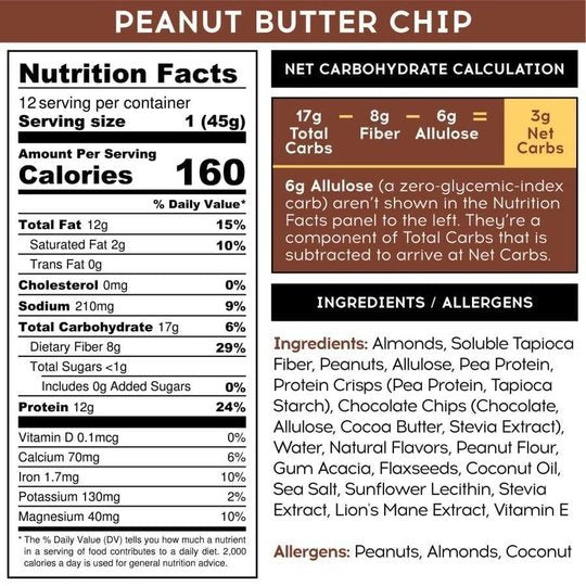IQBar Vegan and Keto Protein Bars - Peanut Butter Chip