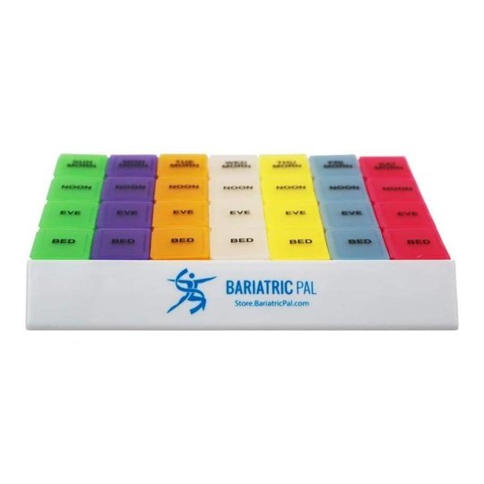Jumbo 24/7 4 Times a Day VItamin & Pill Organizer with Removable Daily Pill Boxes in Organizer Tray by BariatricPal